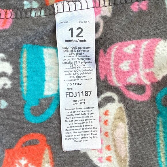 CARTER'S 12 Months Pajamas Set of 2 Fall Winter Holiday Christmas PJs Fleece - Picture 4 of 5